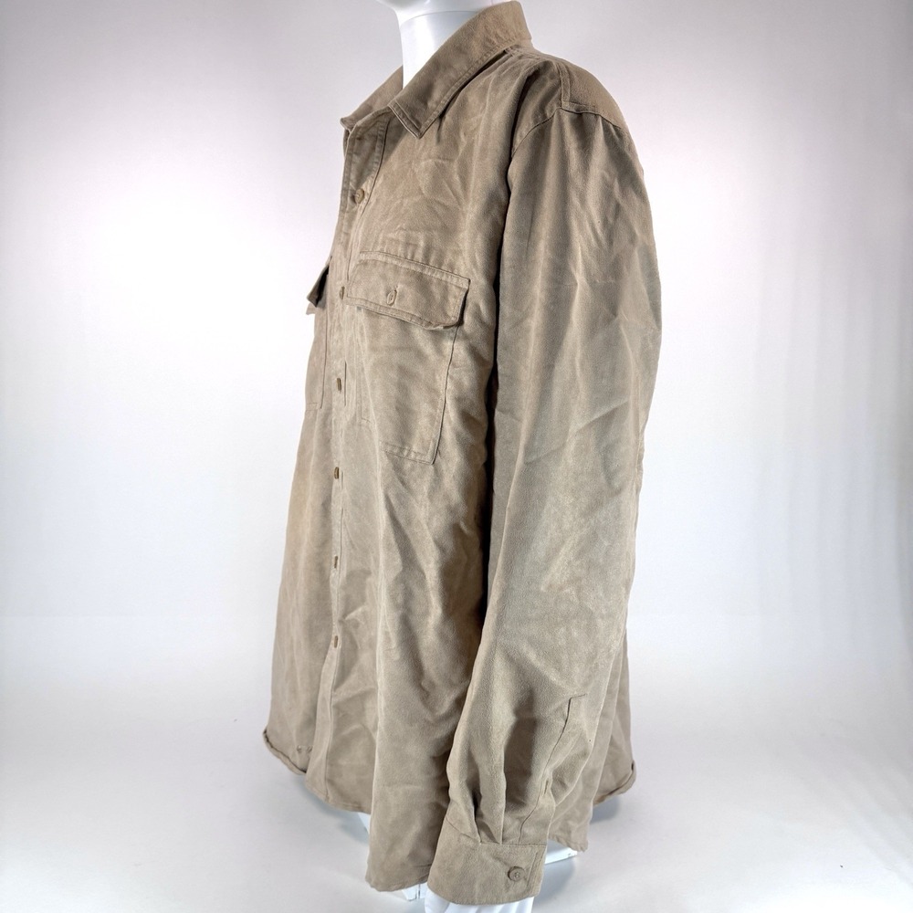 Vintage Knightsbridge 90s Faux Suede Button Up Shirt Men Beige XL Retro Hipster - Picture 2 of 13